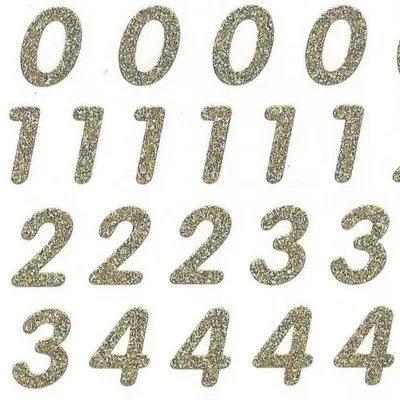 Produktbild von 70 Aufkleber - Zahlen - Goldener Glitter