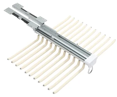 Produktbild von Hosenhalter für Kleiderschrank - Hosenhalter-Auszug - 22 Stangen - 15 kg Tragkraft - Gedämpfte Führungsschiene - Für Schranktiefe ≥46 cm - Beige