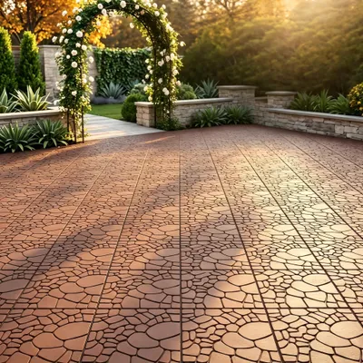 Produktbild von 44 Stück Terrassenfliesen Stecksystem Klickfliesen Dielen für Terrasse Garten Balkon Pool[Braun -Steinmuster]