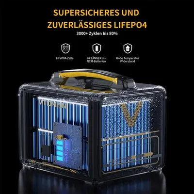 Zdjęcie produktu dla Przenośna stacja zasilania - 600W - 640Wh - akumulator LiFePO4 - do użytku w domu i na zewnątrz