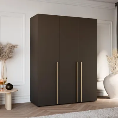 Productafbeelding van Moderne draaideurkledingkast ARNI 3D, mat zwart, 150 cm