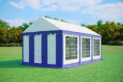 Produktbild von Partyzelt 3x6m - PVC Standard Feuerfest - Blau und Weiß