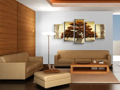 Produktbild von Akustikbild Natur 200x100 cm 5-teilige Bilder Akustikschaum Hochleistungsschallabsorber Schallschutz Leinwand 5 tlg Wandbild Raumakustik Schalldämmung 020112-21