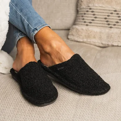 Produktbild von Bosaco-Damen Hausschuhe Pudel Schwarz – Kuschelige Plüsch Pantoffeln mit Leder-Innensohle 41