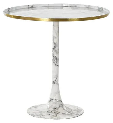 Image de Table d'appoint en aluminium, dimensions 51 x 51 x 51 cm, plateau en marbre, idéale pour le salon