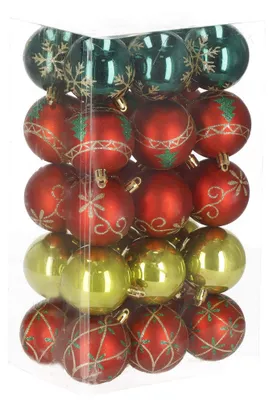 Image de Boules de Noël multicolores - 6 cm, lot de 30 pièces