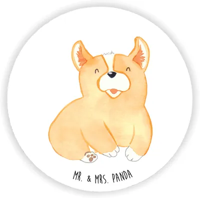 Produktbild von Mr. & Mrs. Panda magnet Corgie - Weiß - Geschenk, Kühlschrankmagnet, Corgi, rundmagnet, Hund, Motivation, Spruch, Memohalter, büromagnete, Bellen, Sprüche