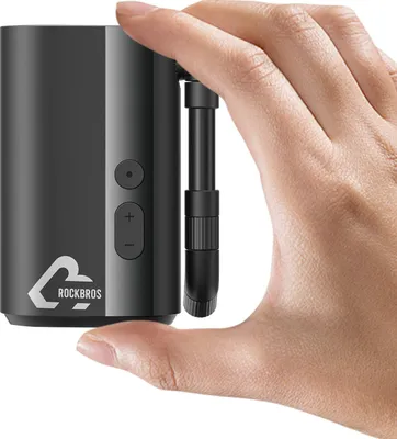 Produktbild von ROCKBROS, Elektrische Akku-Luftpumpe, Mini, 5000mAh, 150 PSI, LCD-Bildschirm, Auto-Stopp, für Fahrrad, Auto, Motorrad, Bälle, Schwimmringe, Presta & Schrader Ventile, Nylon+PC, Schwarz, 107x65x38mm, 380g