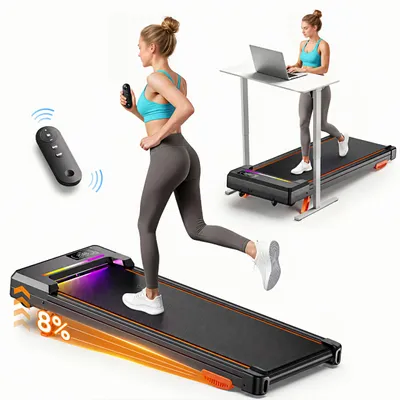 Produktbild von FlexRun-Prime Laufband 2,5 HP, 1–8 km/h, 8 % Steigung, Walking Pad Untertisch-Laufband mit Fernbedienung & LED-Display, bis 135 kg