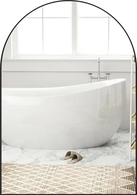 Zdjęcie produktu dla Lustro łazienkowe 50 x 70 cm lustro z nietłukącą folią, lustro łazienkowe z aluminiową ramą, lustro ścienne do łazienki, sypialni, czarne