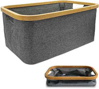 Obrázek produktu pro Skládací 50l šedý koš na prádlo z bambusu