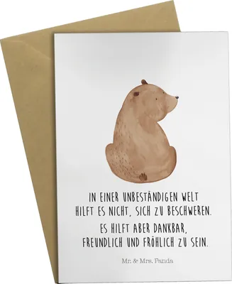 Produktbild von Mr. & Mrs. Panda babykarte Bär Schulterblick - Weiß - Geschenk, Selbstachtung, Motivation, Bärenliebe, Bären, Teddy, einladungskarten, osterkarten, Weisheit, Grußkarte