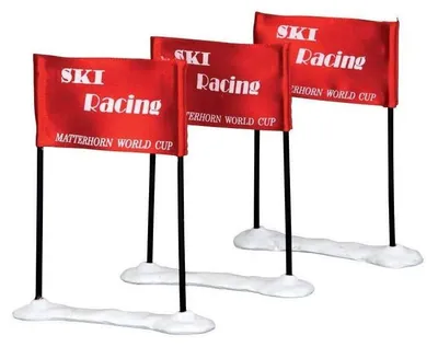 Ski-Rennflaggen-Set, 3 Stück, 9 cm, weiß-rot