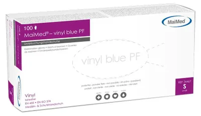 Produktbild von MaiMed-vinyl blue PF Gr. S, unsteril, puderfrei Vinyl-Untersuchungshandschuhe zu 100 St./Box | Box (100 Stück)