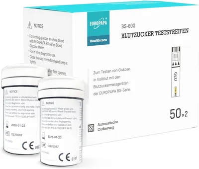 Imagen del producto de Tiras reactivas para pruebas de glucosa, 100 unidades, para glucómetros, para el control de la glucosa