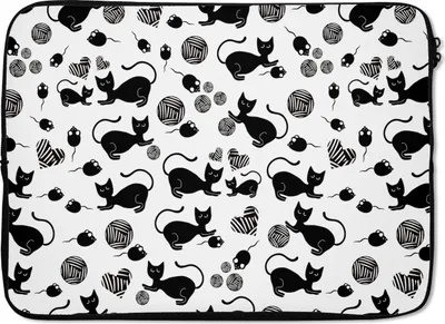 Produktbild von MuchoWow® Laptop Hülle 13 Zoll Mädchen - Katze - Maus - Muster - Mädchen - Kinder - Kinder - Mädchen Laptoptasche - Laptophülle - Sleeve - Rundumschutz
