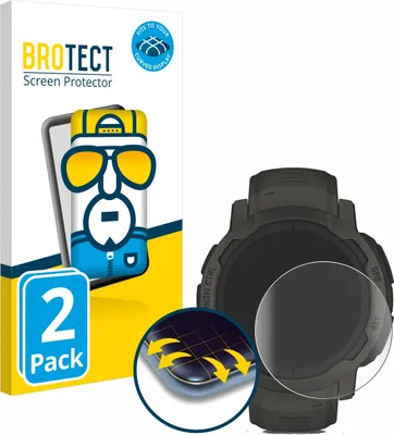 Produktbild von 2x BROTECT Fullscreen Schutzfolie für Garmin Instinct 2 Solar Displayschutz Folie Fullcover Klar Transparent
