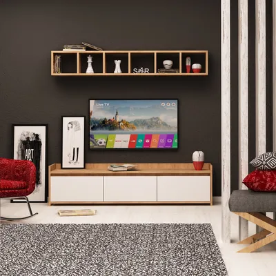 Produktbild von Skye Decor, Liçi, TV-Einheit, Eiche, 100 % MELAMINBESCHICHTETE SPANPLATTEN, 150 x 35 x 45 cm