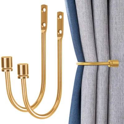 Produktbild von 2 Stück Metall Raffarme Wandmontage Vorhang U Metall Vorhang Raffhalter Haken Halt Rücken Draperie Raffhalter Raffhalter Metall Raffhalter Haken
