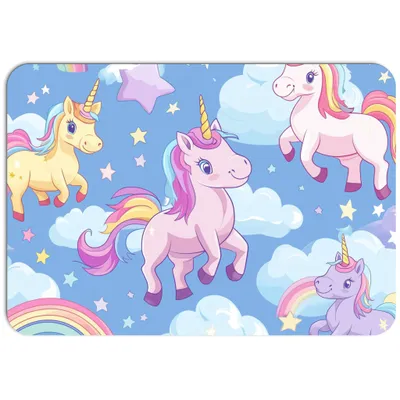 Zdjęcie produktu dla Podkładka dla dzieci z bezpośrednim nadrukiem 43 x 30 cm, motywy dziecięce, podkładka Trwała, zmywalna, nieszkodliwa dla zdrowia, jednorożce