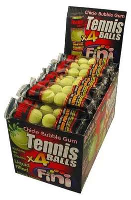 Produktbild von Display Komplett 50x Fini Booom Bubble Gum Balls Tennis 4er