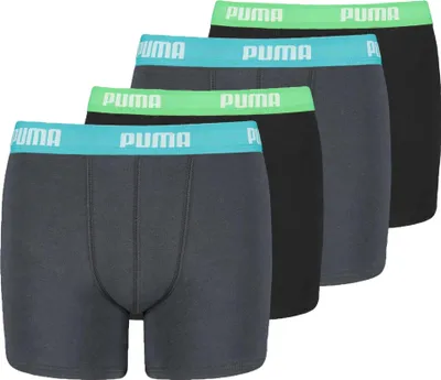 Produktbild von PUMA Jungen Boxer Shorts, 4er Pack - Basic Boxer ECOM, Baumwolle Stretch, Everyday Grau/Schwarz 140