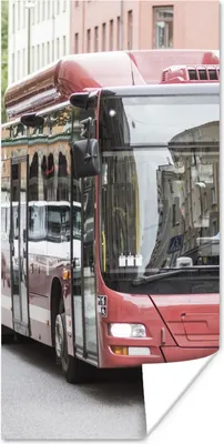 Produktbild von MuchoWow® Poster Frontansicht eines roten Busses 20x40 cm - Plakat - Foto