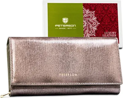 Obrázek produktu pro Peterson dámská peněženka RFID lakovaná přírodní kůže šedá 19,5x10 cm