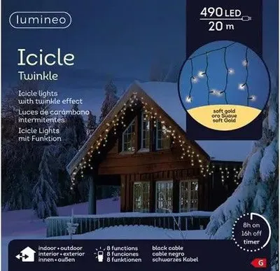 Produktbild von Lumineo Eiszapfen- & Kaskaden-Lichterkette für stimmungsvolle Weihnachtsdekoration
