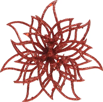 Produktbild von Weihnachtsstern - Kunststoff Blume auf Clip 14cm rot
