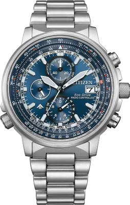 A close-up studio shot of a men's wristwatch.