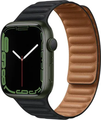 Image de Bracelet Apple Leather Link pour Apple Watch | 44/45/46/49 mm - Taille M/L - Midnight