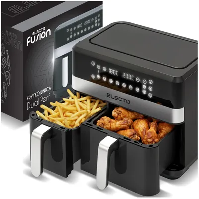 Produktbild von Electo DualPerf Heißluftfritteuse 11 l, 2 Kammern, max. 2700 W, Schwarz