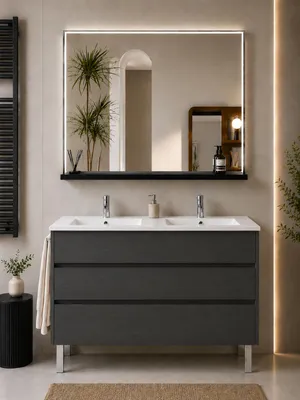 ORIGEN BATH IMPERIA Badmöbel mit Doppelwaschbecken 120x45 cm, Graphit