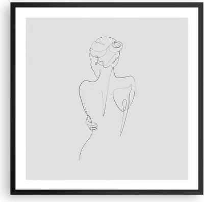 Produktbild von Gerahmtes Poster - Schwarzer Rahmen - Körper Frau Zeichnung - 60x60 cm - Wand Bild - Wanddeko - Wandbilder - Kunstposter - Wandposter - Bilderrahmen - Bilder - Kunstdruck - P2BAC60x60-4651