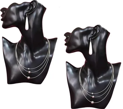 Immagine prodotto di 2 x busto per gioielli nero | busto manichino per gioielli come supporto per collane, orecchini | manichino testa/spalla femminile per presentazioni di gioielli | espositore per collane e orecchini