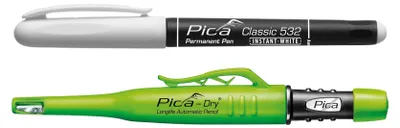 Produktbild von vasalat Pica Permanent Marker weiß + Pica Dry Tieflochmarker Graphit 2 teilig