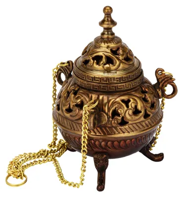 Produktbild von Weihrauchschwenker Kupferfarben Antik 14x10cm Weihrauchgefäß Räuchergefäß