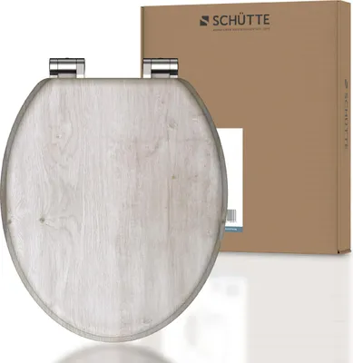 Zdjęcie produktu dla Deska sedesowa SCHÜTTE MDF LIGHT WOOD, deska sedesowa z miękkim zamknięciem i drewnianym rdzeniem, deska sedesowa z nadrukowanymi motywami