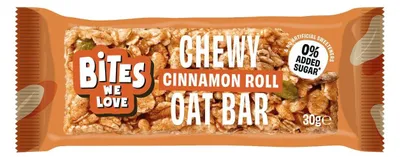 Immagine prodotto di Biteswelove Chewy Oat Bar Cinnamon Roll 16x30g – Morbidi snack all'avena con cannella