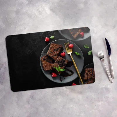 Produktbild von Tischset 4x45x30 cm Platzset Tischmatte Platzmatte Untersetzer - Schokolade Kuchen und Himbeere