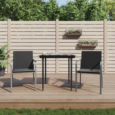 Immagine prodotto di The Living Store Sedie da giardino con cuscino 2 pz. nero 56x59x84 cm Poly Rattan