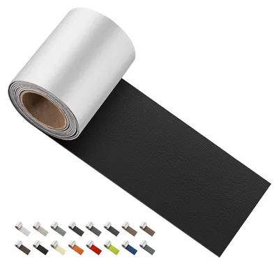 Produktbild von Lederreparaturklebeband, 7,6 x 152,4 cm (3 x 60 Zoll), hochfestes, selbstklebendes Vinyl- und Lederreparaturset für Sofas, Ledermöbel, Autositze, Jacken, Erste-Hilfe-Lederreparaturrolle – Schwarz