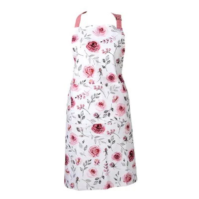 Produktbild von Clayre & Eef Küchenschürze 70x85 cm Weiß Rosa Baumwolle Rosen