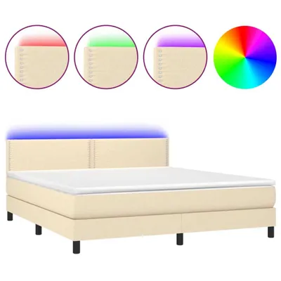 Produktbild von vidaXL Boxspringbett mit Matratze & LED Creme 180x200 cm Stoff