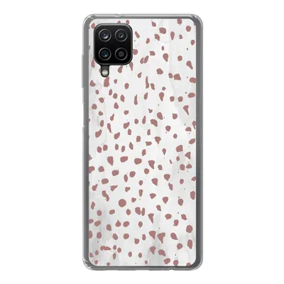 Produktbild von MuchoWow® Handyhülle Schutzhülle Hülle für Samsung Galaxy A12 Polka dots - Braun - Weiß Silikon Softcase Handy Hülle - Bild