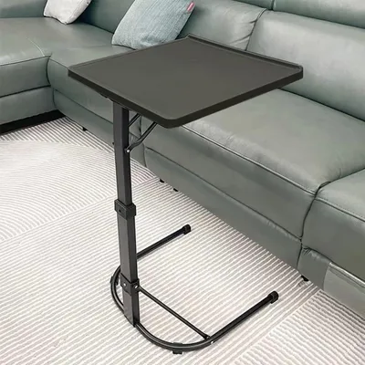 Produktbild von Betttisch für Laptop höhenverstellbar klappbar mit Rollen 43 x 43 x 58-69 cm Schwarz