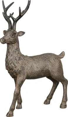 Produktbild von Gilde Figur, Hirsch, Kunstharz, braun, VE 2, L. 10 cm, B. 23 cm, H. 36.5 cm 37771 4063387377710