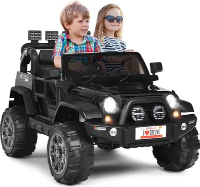 Produktbild von GOPLUS 2-Sitz Kinder Elektroauto, 12V Batteriebetriebener Elektro-LKW mit Fernbedienung, LED-Lichte, Musik, Stoßdämpfungfederaufhängung, Geschwindigkeit Verstellbar