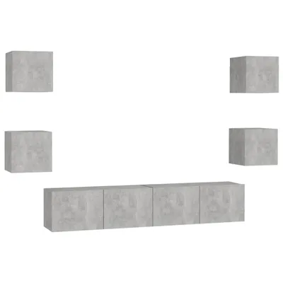 Produktbild von 6-tlg. TV-Schrank-Set Betongrau Holzwerkstoff